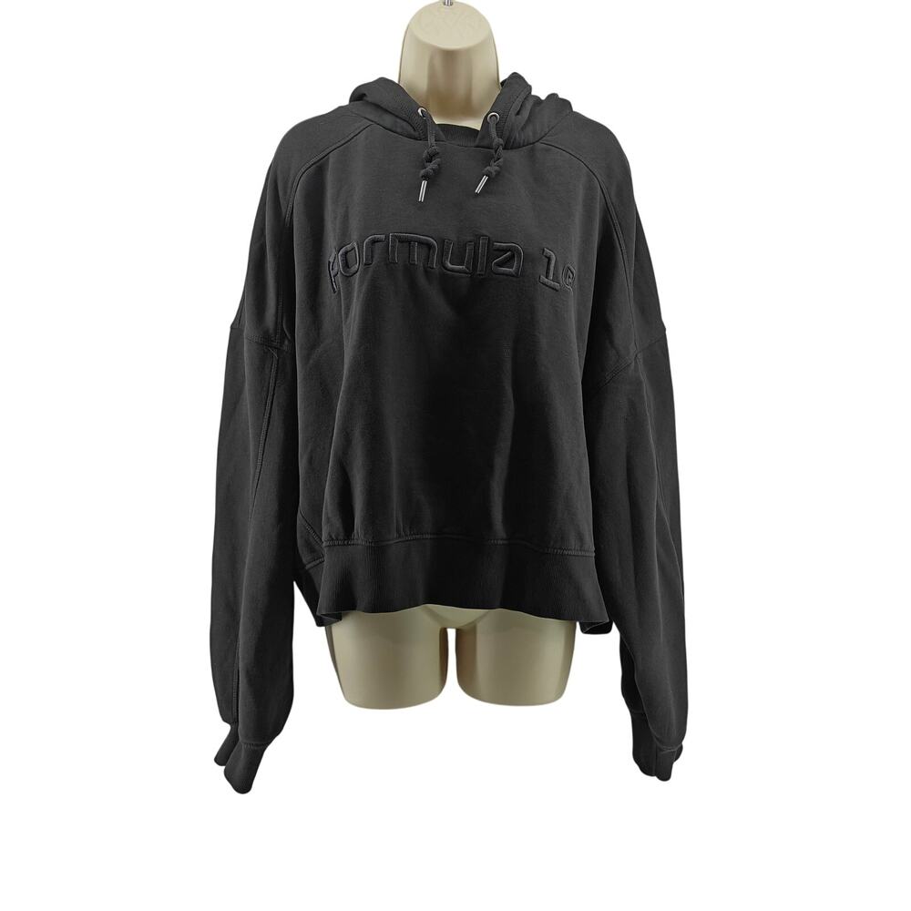 Oversized Embroidered Hoodie Formula 1 Monochromatic Pullover Hoodie Xsmall